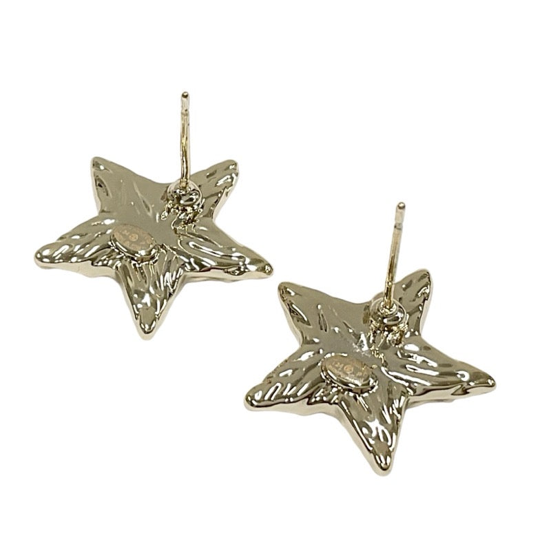 Chanel Earrings Gold Black Coco Mark Star