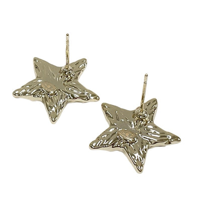 Chanel Earrings Gold Black Coco Mark Star