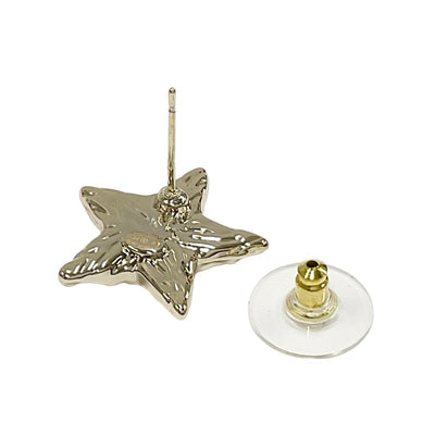 Chanel Earrings Gold Black Coco Mark Star