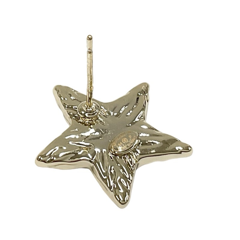 Chanel Earrings Gold Black Coco Mark Star