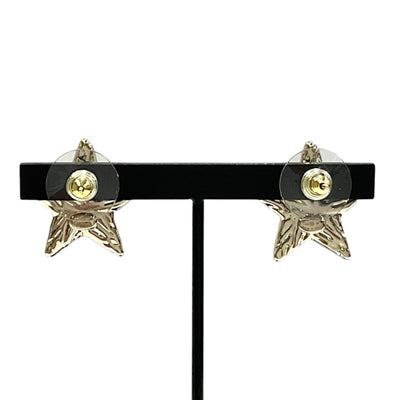 Chanel Earrings Gold Black Coco Mark Star