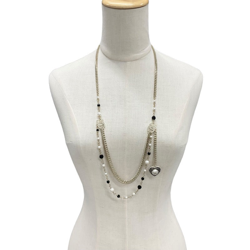 シャネル CHANEL ネックレス ペンダント チョーカー ゴールド ブラック