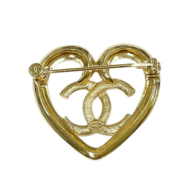 Chanel CHANEL Brooch Corsage Gold Heart Coco Mark Rhinestone