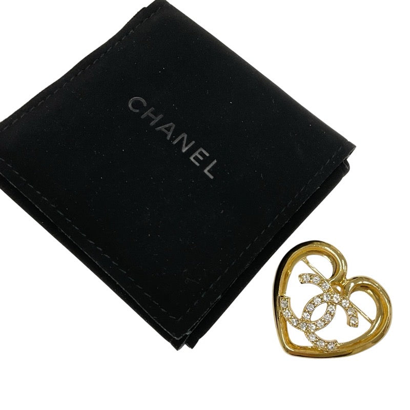 シャネル CHANEL ブローチ コサージュ ゴールド ハート ココマーク ラインストーン