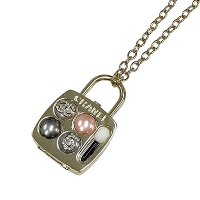 Chanel CHANEL necklace pendant choker gold coco mark palette charm mirror rhinestone pearl