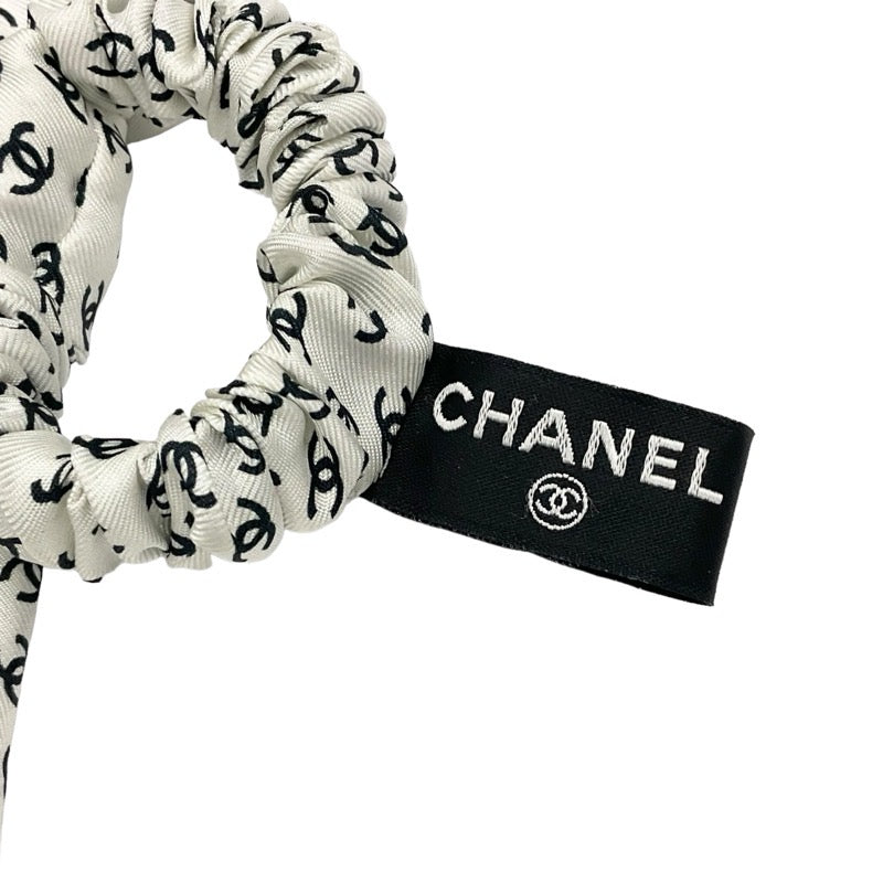 Chanel Hair Accessories White Black White Coco Mark Ribbon Scrunchy Hair Elbow