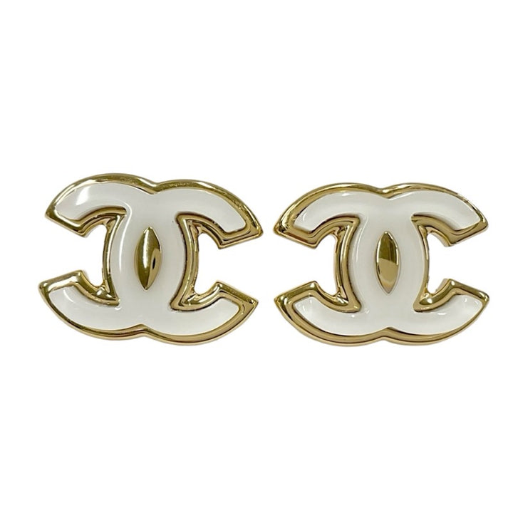 シャネル CHANEL ピアス イヤリング ホワイト ゴールド 白 ココ