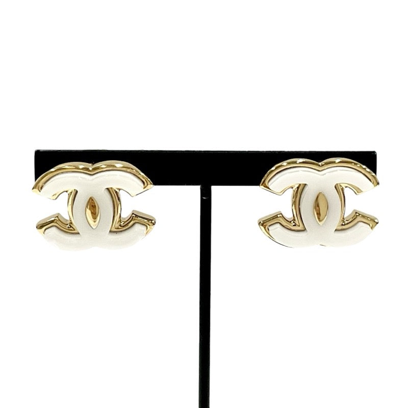 シャネル CHANEL ピアス イヤリング ホワイト ゴールド 白 ココ