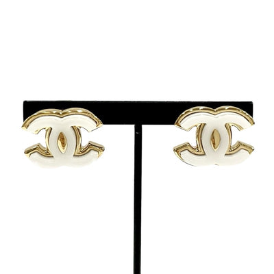 Chanel Earrings White Gold White Coco Mark