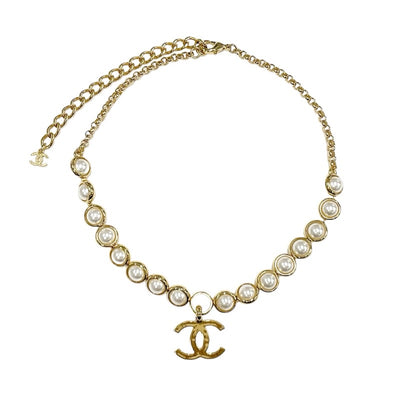 Chanel CHANEL necklace pendant choker gold coco mark pearl