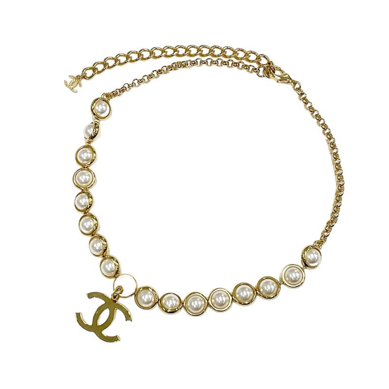 Chanel CHANEL necklace pendant choker gold coco mark pearl