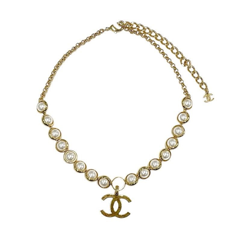 Chanel CHANEL necklace pendant choker gold coco mark pearl