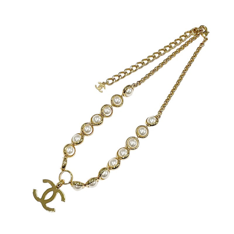 Chanel CHANEL necklace pendant choker gold coco mark pearl