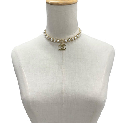 Chanel CHANEL necklace pendant choker gold coco mark pearl