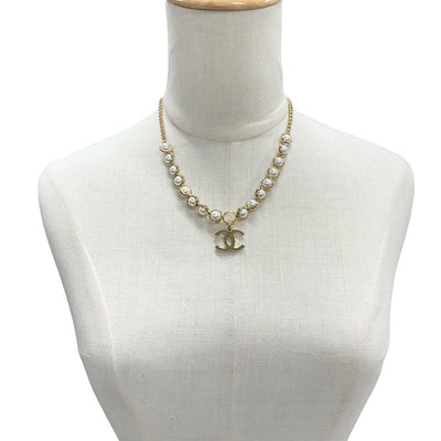 Chanel CHANEL necklace pendant choker gold coco mark pearl