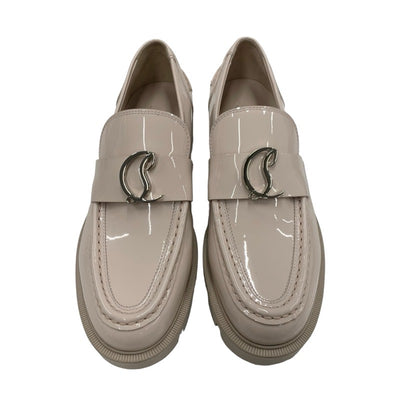 クリスチャンルブタン Christian Louboutin CL Moc Lug ローファー 革靴 靴 シューズ パテント ライトピンク シルバー CL金具