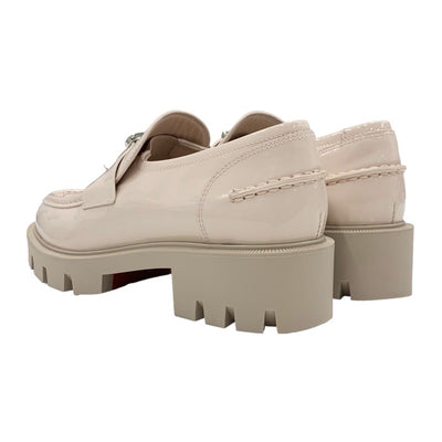 クリスチャンルブタン Christian Louboutin CL Moc Lug ローファー 革靴 靴 シューズ パテント ライトピンク シルバー CL金具