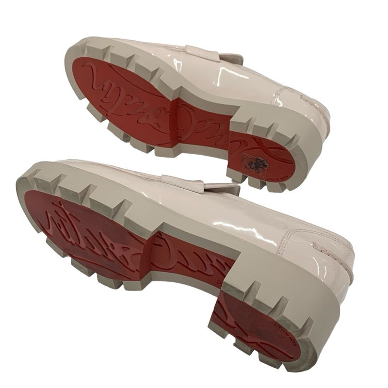 クリスチャンルブタン Christian Louboutin CL Moc Lug ローファー 革靴 靴 シューズ パテント ライトピンク シルバー CL金具