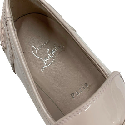 クリスチャンルブタン Christian Louboutin CL Moc Lug ローファー 革靴 靴 シューズ パテント ライトピンク シルバー CL金具