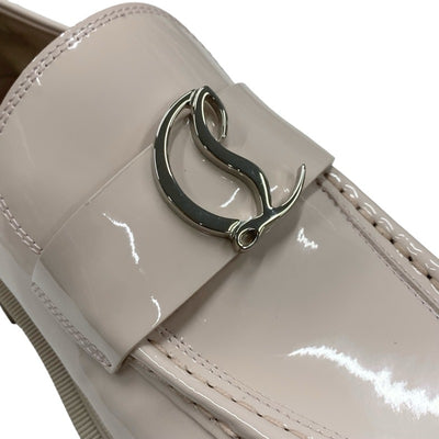 クリスチャンルブタン Christian Louboutin CL Moc Lug ローファー 革靴 靴 シューズ パテント ライトピンク シルバー CL金具
