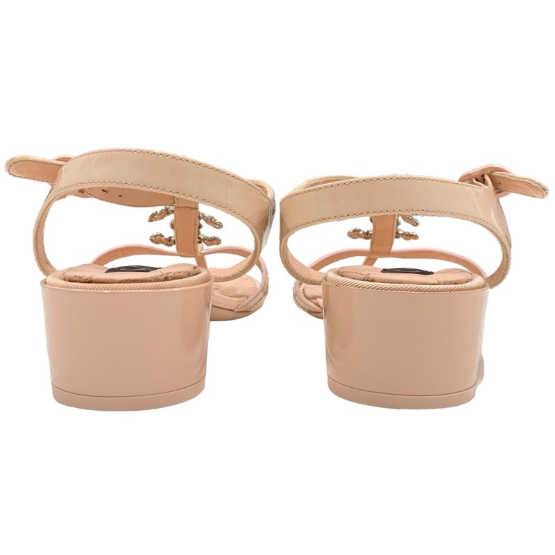 シャネル CHANEL サンダル 靴 シューズ パテント レザー ピンク ココマーク マトラッセ トングサンダル