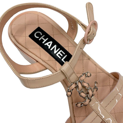 シャネル CHANEL サンダル 靴 シューズ パテント レザー ピンク ココマーク マトラッセ トングサンダル