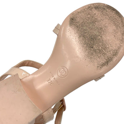 シャネル CHANEL サンダル 靴 シューズ パテント レザー ピンク ココマーク マトラッセ トングサンダル