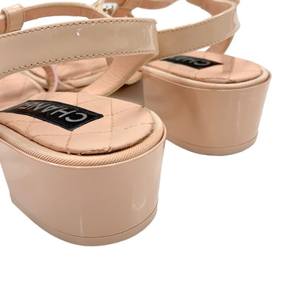 シャネル CHANEL サンダル 靴 シューズ パテント レザー ピンク ココマーク マトラッセ トングサンダル