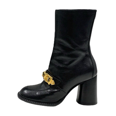 Gucci Boots, Short Boots, Shoes, Leather, Black, Black, Gold, Chain Belt