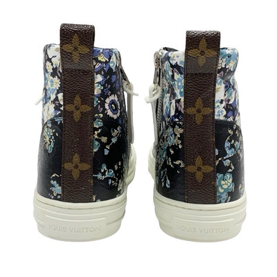 ルイヴィトン LOUIS VUITTON ステラーライン スニーカー 靴 シューズ レザー ブラック ホワイト ブルー系 未使用 ハイカットスニーカー フラワー モノグラム 花柄