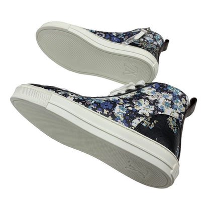 ルイヴィトン LOUIS VUITTON ステラーライン スニーカー 靴 シューズ レザー ブラック ホワイト ブルー系 未使用 ハイカットスニーカー フラワー モノグラム 花柄