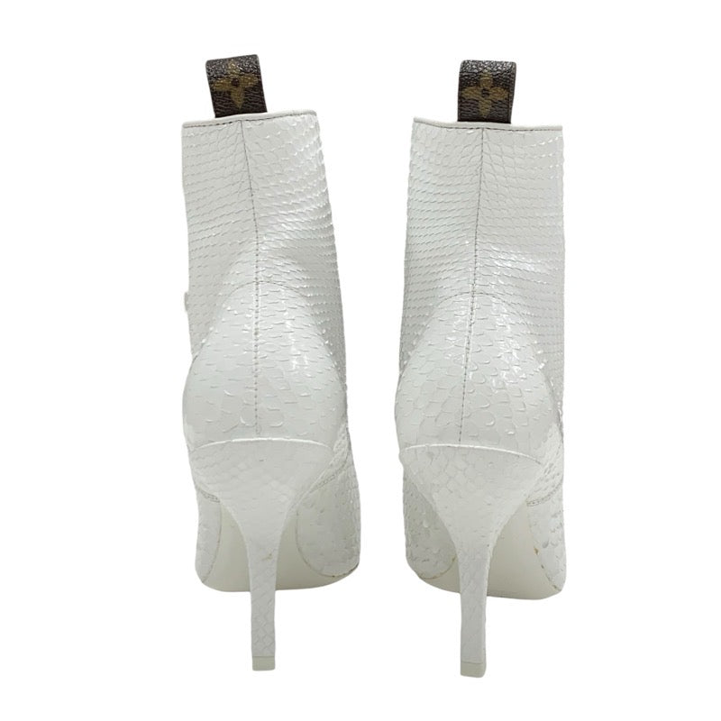 Louis Vuitton Monogram Boots Short Boots Shoes Leather White White Unused Ankle Boots Lace-up Python