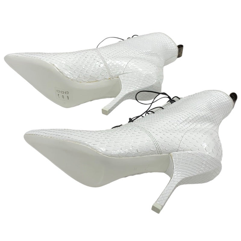 Louis Vuitton Monogram Boots Short Boots Shoes Leather White White Unused Ankle Boots Lace-up Python