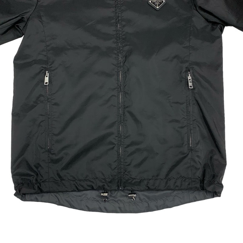 PRADA Outerwear Recycled Polyester Black Triangle Logo Plate Blouson Reversible Men's