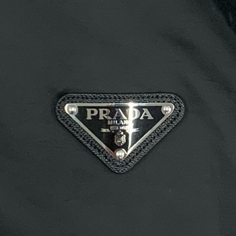 PRADA Outerwear Recycled Polyester Black Triangle Logo Plate Blouson Reversible Men's