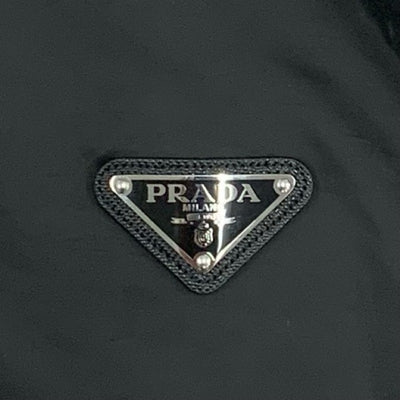 PRADA Outerwear Recycled Polyester Black Triangle Logo Plate Blouson Reversible Men's