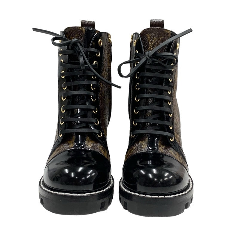 Louis Vuitton Star Trail Line Monogram Boots Short Boots Shoes Leather Brown Black Ankle Boots Lace-up