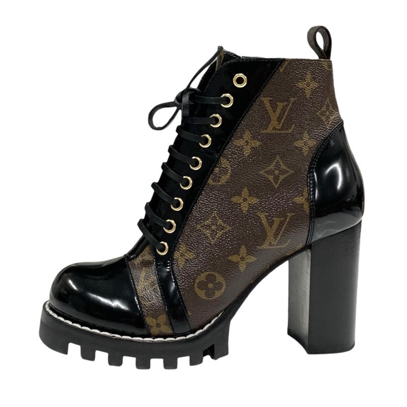 Louis Vuitton Star Trail Line Monogram Boots Short Boots Shoes Leather Brown Black Ankle Boots Lace-up