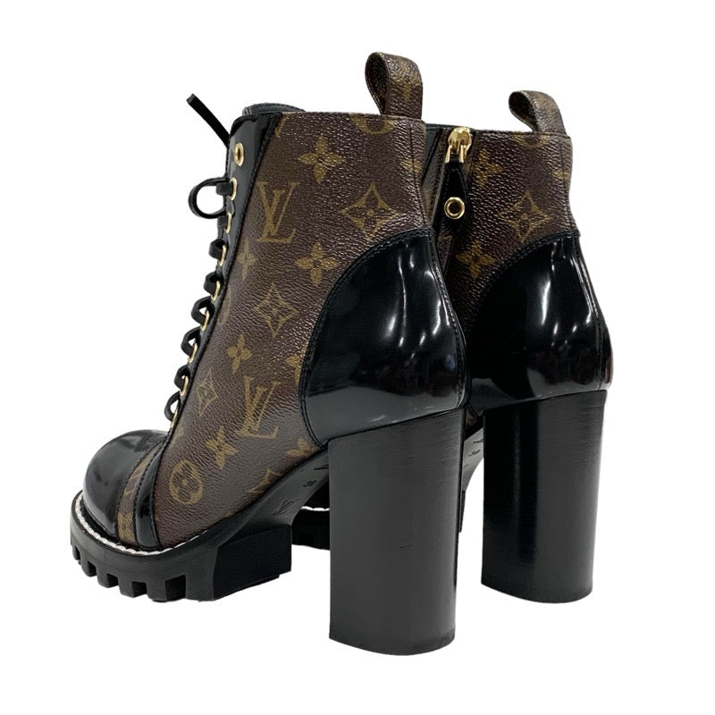 Louis Vuitton Star Trail Line Monogram Boots Short Boots Shoes Leather Brown Black Ankle Boots Lace-up