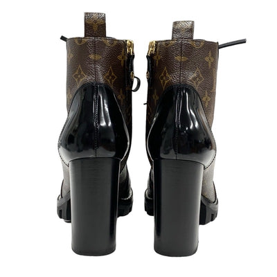 Louis Vuitton Star Trail Line Monogram Boots Short Boots Shoes Leather Brown Black Ankle Boots Lace-up