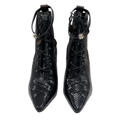 Louis Vuitton Monogram Boots Short Boots Shoes Leather Black Brown Black Unused Ankle Boots Lace-up Python