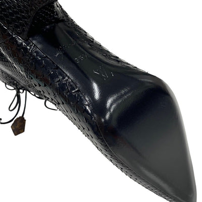 Louis Vuitton Monogram Boots Short Boots Shoes Leather Black Brown Black Unused Ankle Boots Lace-up Python