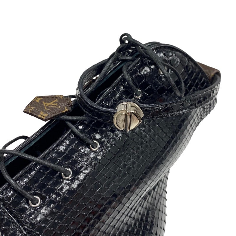 Louis Vuitton Monogram Boots Short Boots Shoes Leather Black Brown Black Unused Ankle Boots Lace-up Python