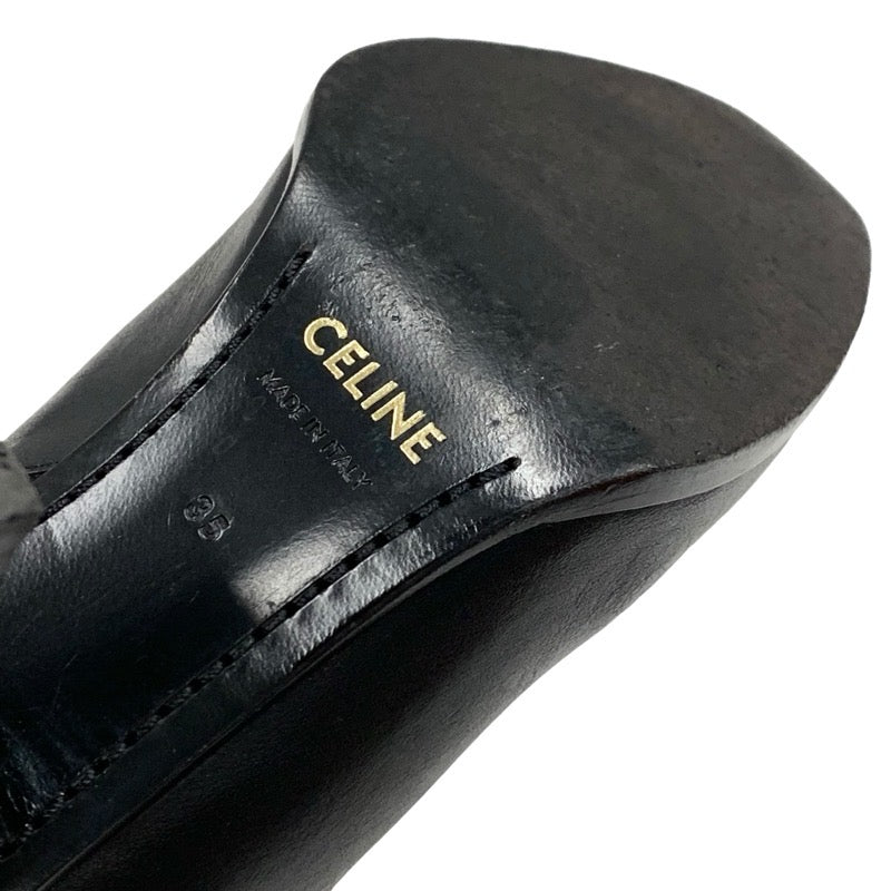 CELINE boots, short boots, shoes, leather, black, gold, triomphe