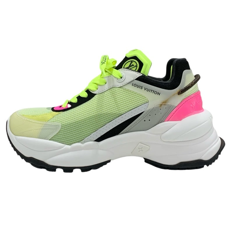 ルイヴィトン LOUIS VUITTON ラン55ライン モノグラム スニーカー 靴 シューズ ファブリック レザー ネオンイエロー 未使用 ロゴ