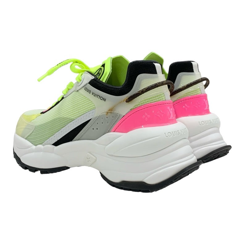 ルイヴィトン LOUIS VUITTON ラン55ライン モノグラム スニーカー 靴 シューズ ファブリック レザー ネオンイエロー 未使用 ロゴ