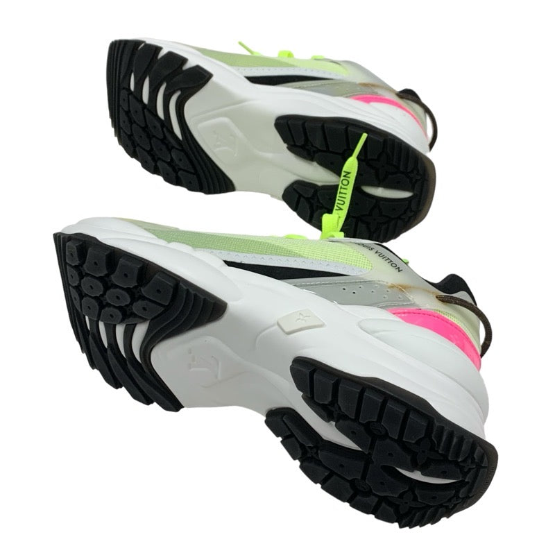 ルイヴィトン LOUIS VUITTON ラン55ライン モノグラム スニーカー 靴 シューズ ファブリック レザー ネオンイエロー 未使用 ロゴ