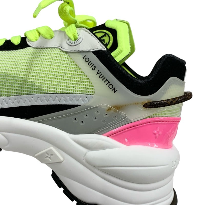 ルイヴィトン LOUIS VUITTON ラン55ライン モノグラム スニーカー 靴 シューズ ファブリック レザー ネオンイエロー 未使用 ロゴ