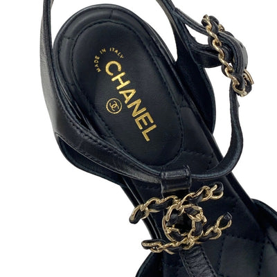 シャネル CHANEL サンダル 靴 シューズ ラムスキン ブラック 黒 ココマーク マトラッセ