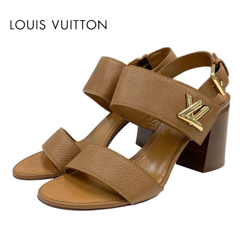 LOUIS VUITTON Horizon Line Sandals Shoes Leather Brown LV Metal Fittings